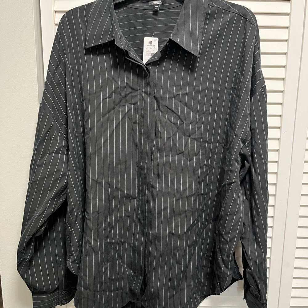 Express Black and White Striped Shirt